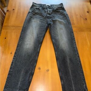Moussy Vintage Distressed High Rise Jeans Womens 28 Black Raw Hem Made In Japan